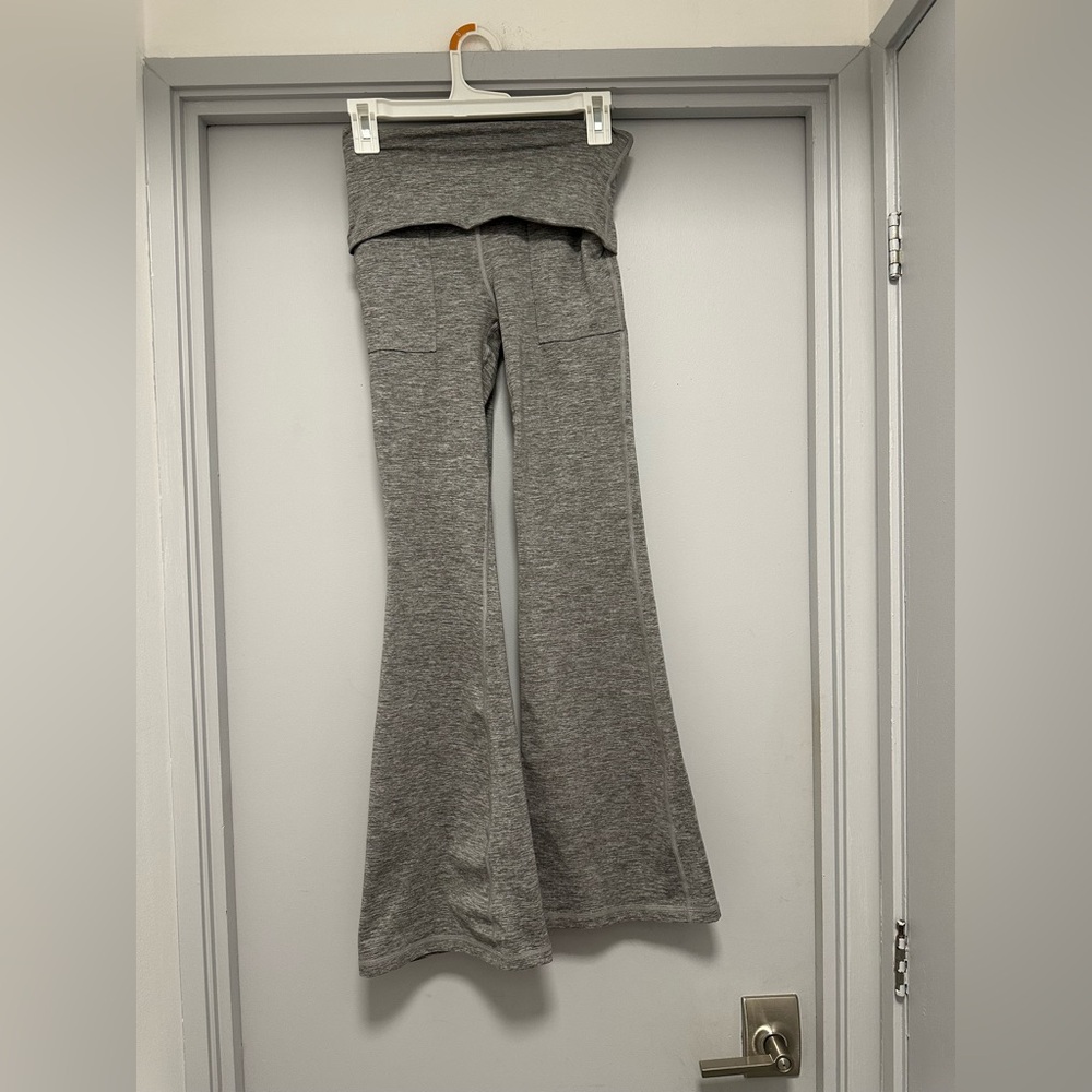 Aerie Gray Fold-Over Waist Flared Leggings